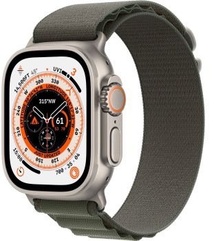 Apple Watch Ultra GPS + Cellular, 49 мм, корпус из титана, ремешок Alpine зеленого цвета, размер S,M,L